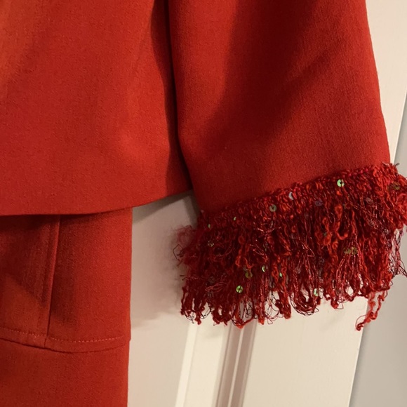 Aysha Red suit jacket with body fitting fringe dress - Picture 4 of 8